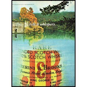 1981 J&B Scotch Vintage Print Ad Lake Countryside Nature Highlands Wall Art